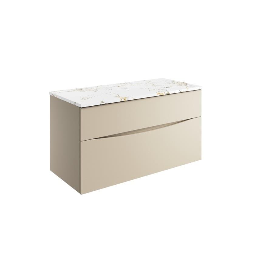 Crosswater Wall Mounted Vanity Unit Crosswater Glide II Wall Mounted Two Drawer Vanity Unit with Worktop