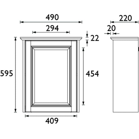 Heritage Mirrored Cabinet Heritage Caversham Single Door Mirror Wall Cabinet with Handles in Maritime Blue