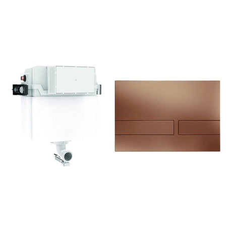 Crosswater Concealed Cistern Venue Plate in Brushed Bronze Crosswater Dual Flush Concealed Cistern Set with Flush Plate - 414 x 143 x 387mm
