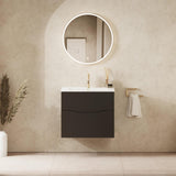 Crosswater Wall Mounted Vanity Unit 600mm / Matt Black Crosswater Glide II Wall Mounted Two Drawer Vanity Unit with Basin