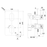 Crosswater Concealed Shower Valve Crosswater Drift 2 Outlet, 2 Handle Vertical Concealed Shower Valve