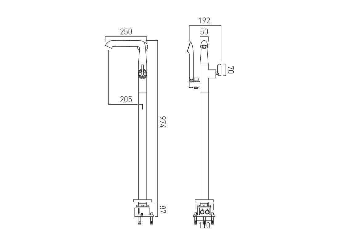 VADO Freestanding Bath Filler Vado Arrondi Freestanding Bath Mixer Tap with Shower Kit  - Chrome - ARR-133-CP