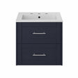 Heritage Wall Mounted Vanity Unit Midnight Blue Heritage Lynton 600mm Wall Hung Vanity Unit with Basin, Waste and Handle Bundle