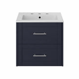 Heritage Wall Mounted Vanity Unit Midnight Blue Heritage Lynton 600mm Wall Hung Vanity Unit with Basin, Waste and Handle Bundle