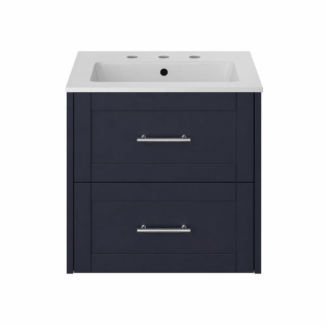 Heritage Wall Mounted Vanity Unit Midnight Blue Heritage Lynton 600mm Wall Hung Vanity Unit with Basin, Waste and Handle Bundle