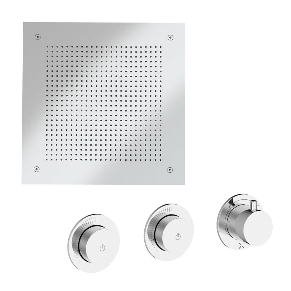 UK Bathroom Store Concealed Shower Set Chrome Crosswater Module Plus Push Shower Set 5 - 2 Outlet Valve with Tranquil Recessed Shower Head