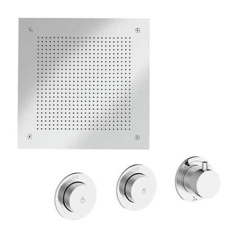 UK Bathroom Store Concealed Shower Set Chrome Crosswater Module Plus Push Shower Set 5 - 2 Outlet Valve with Tranquil Recessed Shower Head