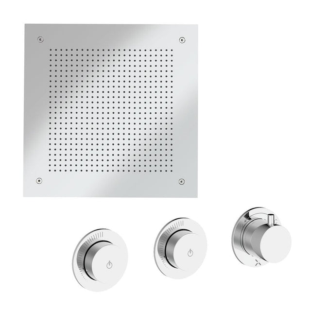 UK Bathroom Store Concealed Shower Set Chrome Crosswater Module Plus Push Shower Set 5 - 2 Outlet Valve with Tranquil Recessed Shower Head
