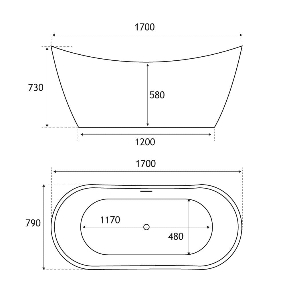 Eastbrook Roll Top and Slipper Freestanding Bath Eastbrook Chislehurst Freestanding Bath - 1700 x 790mm in Gloss White