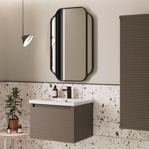 Aquarius Bathrooms Standard Mirror Aquarius Deco Rectangular Mirror 600 x 900mm in Black