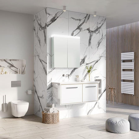 Crosswater Mirrored Cabinet Crosswater Image 700mm Illuminated Mirrored Double Door Cabinet