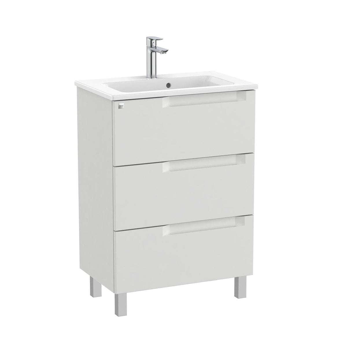 Roca Aleyda Compact 600mm Floor Standing Three Drawer Vanity Unit with Basin
