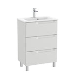 Roca Aleyda Compact 600mm Floor Standing Three Drawer Vanity Unit with Basin