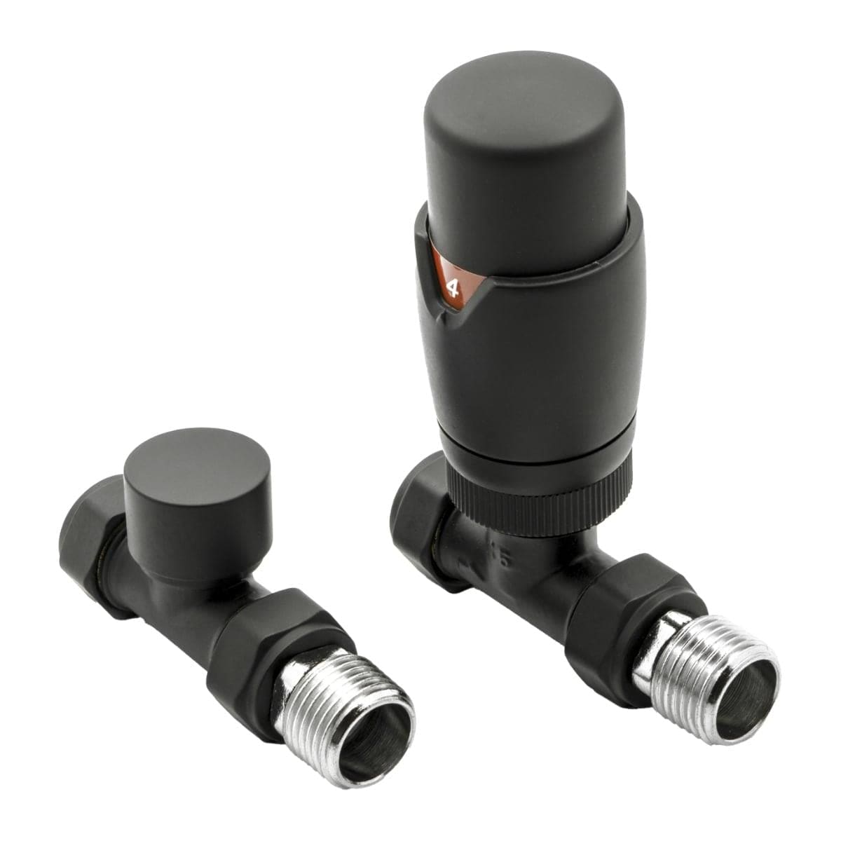 Reina Radiator Valve Black Reina Modal Thermostatic Straight Radiator Valves