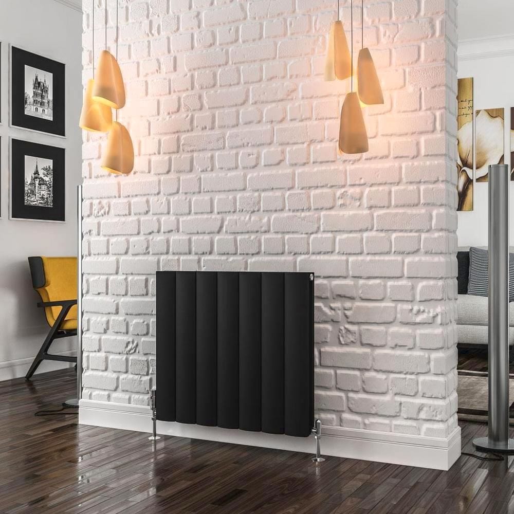 Eastbrook Panel Radiator 600 x 660 / Dual Fuel Eastbrook Guardia Straight Horizontal Aluminium in Matt Black