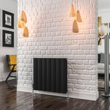 Eastbrook Panel Radiator 600 x 660 / Dual Fuel Eastbrook Guardia Straight Horizontal Aluminium in Matt Black