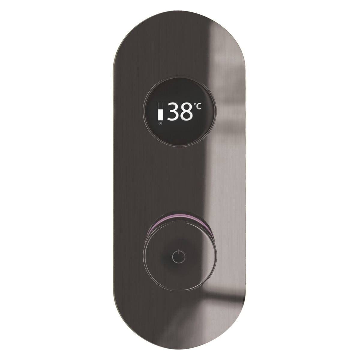 TED Concealed Shower Valve Gun Metal Grey TED Togo 2/3 Outlet Concealed Digital Shower Valve with Oval Plate