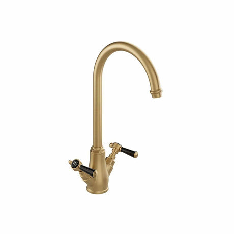 Vado Kitchen Tap Brushed Brass/Black Booth & Co. Axbridge Mono Kitchen Mixer Tap with Lever Handles