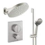 UK Bathroom Store Concealed Shower Set Brushed Nickel Crosswater Crossbox Push Shower Set 5 - 2 Outlet with Revive Steel Overhead Shower and Slide Rail Kit