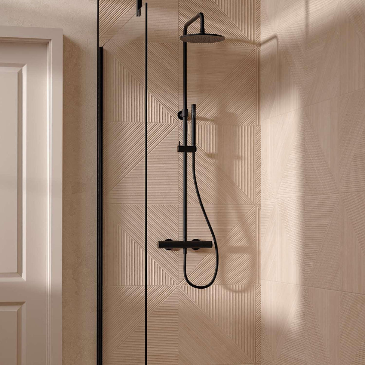 Crosswater Exposed Shower Set Matt Black Crosswater Central Thermostatic Multifunction Shower Kit