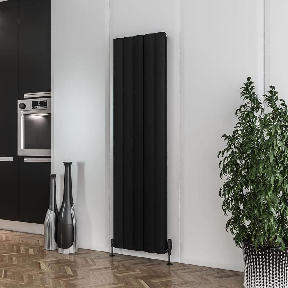 Eastbrook Panel Radiator 1800 x 470mm Eastbrook Guardia Straight Vertical Aluminium Radiator in Matt Black