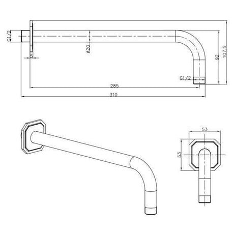 Crosswater Fixed Shower Arm Crosswater Belgravia Traditional Wall Mounted Shower Arm in Chrome