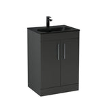 Imex Floor Standing Vanity Unit Matt Black / Black Imex Croma Floor Standing Double Door 600mm Vanity Unit with 1 Tap Hole Basin