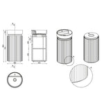 Saneux Oxford 400mm Floor Standing Round Fluted Vanity Unit with Basin