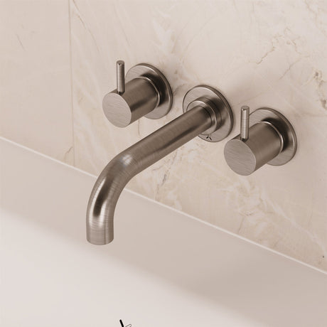 Crosswater Wall Mounted Bath Tap Brushed Nickel Crosswater MPRO 3 Hole Wall Mounted Bath Filler Tap