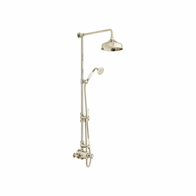 Vado Exposed Shower Set Bright Nickel Booth & Co. Axbridge Exposed 2 Outlet Shower Set with Fixed Shower Head and Handset