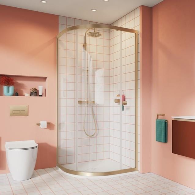 Crosswater Quadrant Shower Enclosure Crosswater Clear 6 Quadrant Single Door Shower Enclosure 900 x 900mm in Brushed Brass