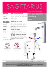 Sagittarius Tall Basin Tap Sagittarius Ergo Tall Mono Basin Mixer Tap with Sprung Waste
