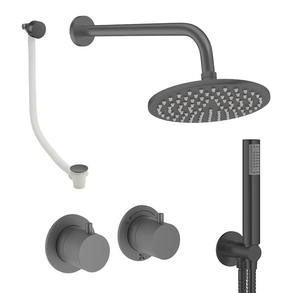 UK Bathroom Store Concealed Shower Set Crosswater Module Shower Set 6 - 3 Outlet with Overhead Shower, Handset and Overflow Bath Filler