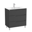 Roca Floor Standing Vanity Unit Matt Black / Central Roca Aleyda 800mm Floor Standing Three Drawer Vanity Unit with Basin