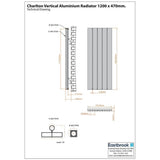 Eastbrook Panel Radiator Eastbrook Charlton Vertical Aluminium Designer Radiator in Matt Anthracite