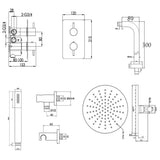 JTP Concealed Shower Set JTP Florence 2 Outlet 2 Handle Thermostatic Shower Valve Kit with Overhead and Handset