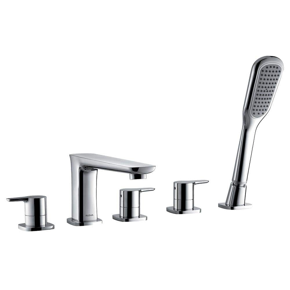Flova 5 Tap Hole Bath Set Flova Urban 5 Hole Bath And Shower Mixer with Shower Set in Diamond Chrome