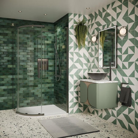 Crosswater Quadrant Shower Enclosure 900 x 900 / Slate Crosswater Asura 8mm Quadrant Sliding Shower Door