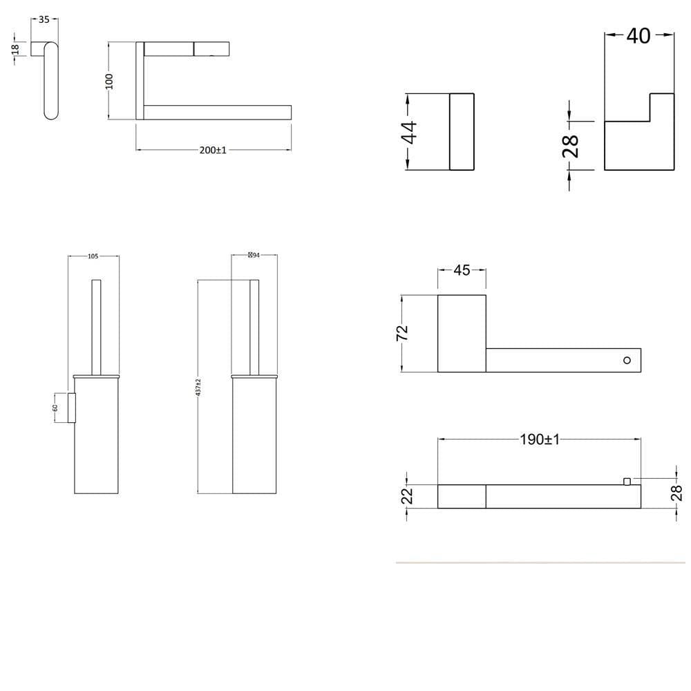 Crosswater Accessory Set Crosswater MPRO Wall Mounted Accessory Set