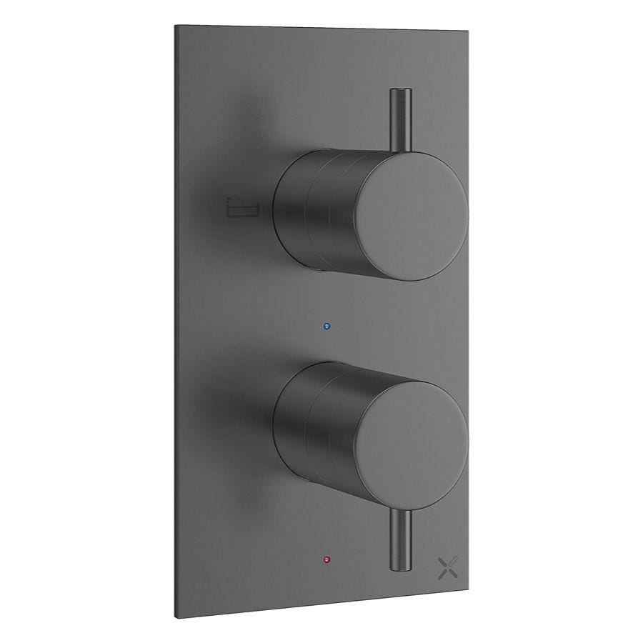 Crosswater Concealed Shower Valve Crosswater MPRO 2 Outlet, 2 Handle Portrait Concealed Thermostatic Shower Valve (Bath/Handset)