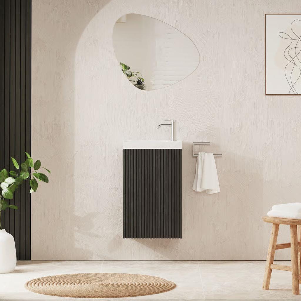 Crosswater Cloakroom Vanity Unit Steelwood Crosswater Limit Cloakroom Wall Mounted 400mm Single Door Vanity Unit with Basin