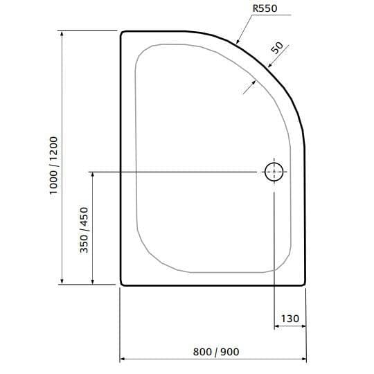 UK Bathroom Store Aquarius Pluvia 45mm Stone Resin Offset Quadrant Shower Tray