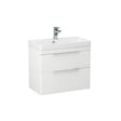 Imex Wall Mounted Vanity Unit Matt White Imex Luna 700mm Wall Mounted Double Drawer Vanity Unit with Basin