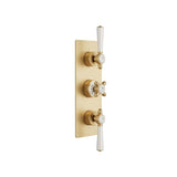 Vado Concealed Shower Valve Brushed Brass/Crackled White Booths & Co. Axbridge 2 Outlet, 3 Handle Concealed Thermostatic Shower Valve