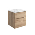 Crosswater Wall Mounted Vanity Unit Windsor Oak / Carrara Marble Effect / 500mm Crosswater Glide II 2 Drawer Vanity Unit with Worktop