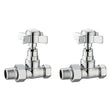 Vogue Radiator Valves Vogue Crosshead Manual Straight Radiator Valves (Pair) in Chrome