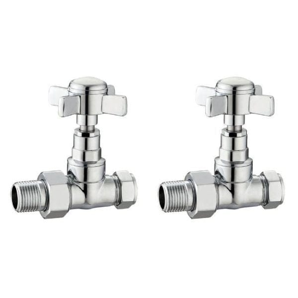 Vogue Radiator Valves Vogue Crosshead Manual Straight Radiator Valves (Pair) in Chrome