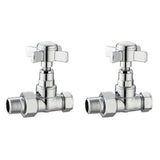 Vogue Radiator Valves Vogue Crosshead Manual Straight Radiator Valves (Pair) in Chrome