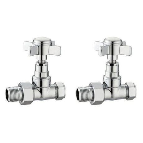 Vogue Radiator Valves Vogue Crosshead Manual Straight Radiator Valves (Pair) in Chrome