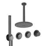 UK Bathroom Store Concealed Shower Set Slate / Ceiling Arm / 200mm Crosswater Module Shower Set 8 - 2 Outlet with Pencil Handset and Overhead Shower